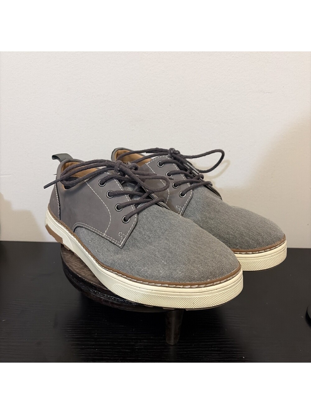 St John's Bay Jacob Canvas Grey Lace Up Oxford Casual Shoes, Men's Size 9.5M